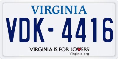 VA license plate VDK4416