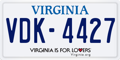 VA license plate VDK4427