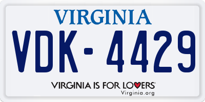 VA license plate VDK4429