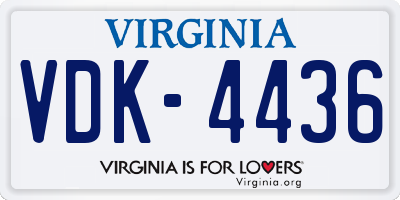 VA license plate VDK4436