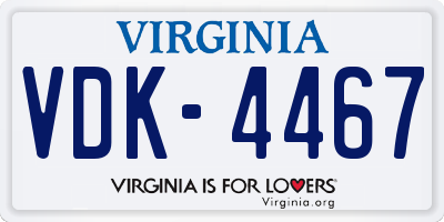 VA license plate VDK4467