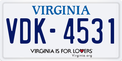 VA license plate VDK4531