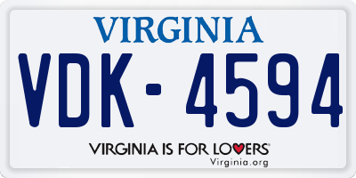 VA license plate VDK4594