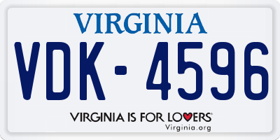 VA license plate VDK4596