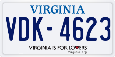 VA license plate VDK4623