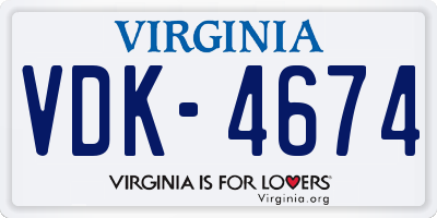 VA license plate VDK4674