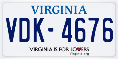 VA license plate VDK4676