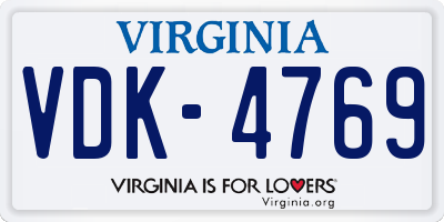 VA license plate VDK4769