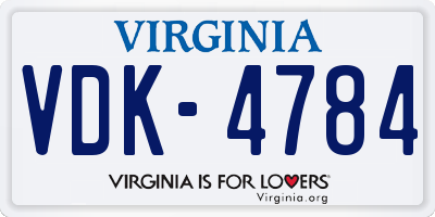 VA license plate VDK4784
