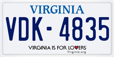 VA license plate VDK4835