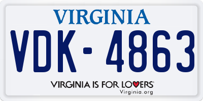 VA license plate VDK4863