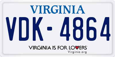 VA license plate VDK4864