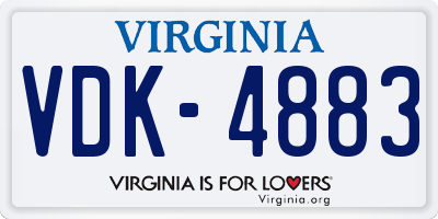 VA license plate VDK4883