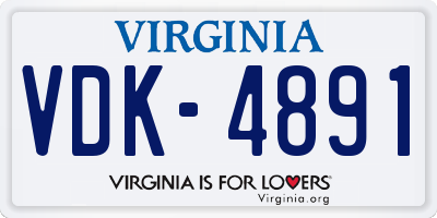 VA license plate VDK4891