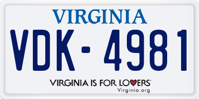 VA license plate VDK4981