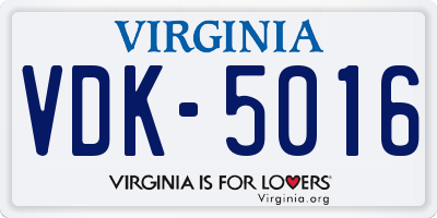 VA license plate VDK5016