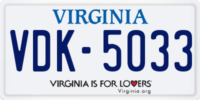 VA license plate VDK5033
