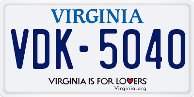 VA license plate VDK5040