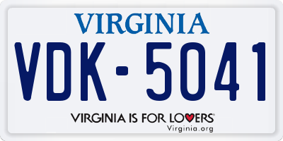 VA license plate VDK5041