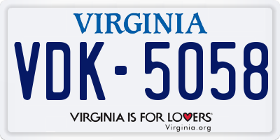 VA license plate VDK5058