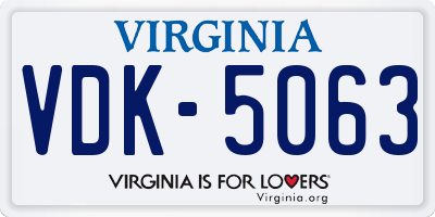 VA license plate VDK5063