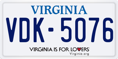 VA license plate VDK5076