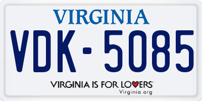 VA license plate VDK5085