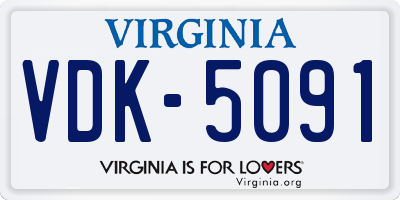 VA license plate VDK5091