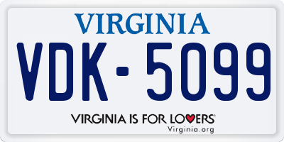 VA license plate VDK5099