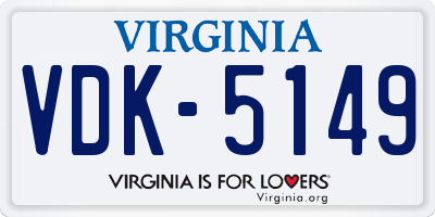 VA license plate VDK5149