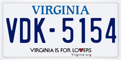 VA license plate VDK5154