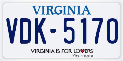 VA license plate VDK5170