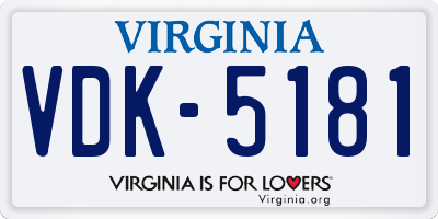 VA license plate VDK5181