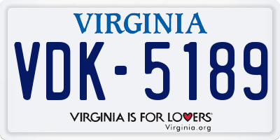 VA license plate VDK5189