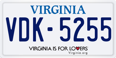 VA license plate VDK5255