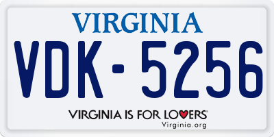 VA license plate VDK5256