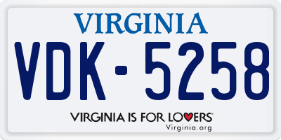 VA license plate VDK5258