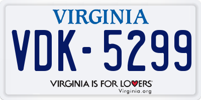 VA license plate VDK5299