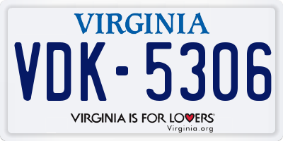 VA license plate VDK5306