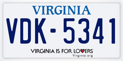 VA license plate VDK5341