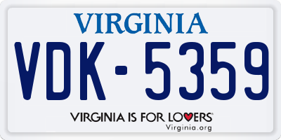 VA license plate VDK5359