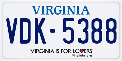 VA license plate VDK5388
