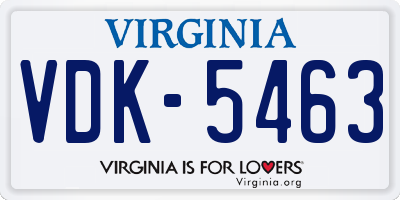 VA license plate VDK5463