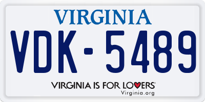 VA license plate VDK5489