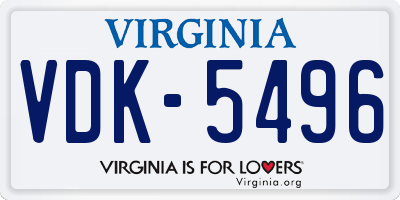 VA license plate VDK5496