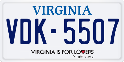 VA license plate VDK5507
