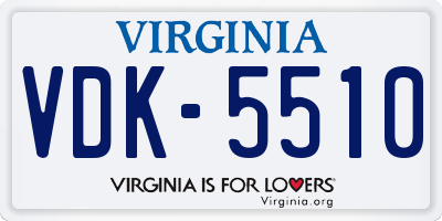 VA license plate VDK5510
