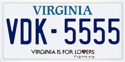 VA license plate VDK5555