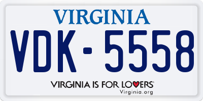VA license plate VDK5558