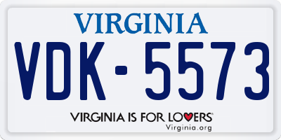 VA license plate VDK5573